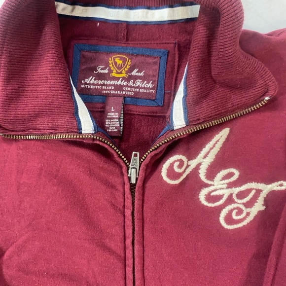 Vintage Abercrombie & Fitch Maroon Full Zip Hoodie Women’s L A&F Crest Y2K Style - Picture 8 of 11